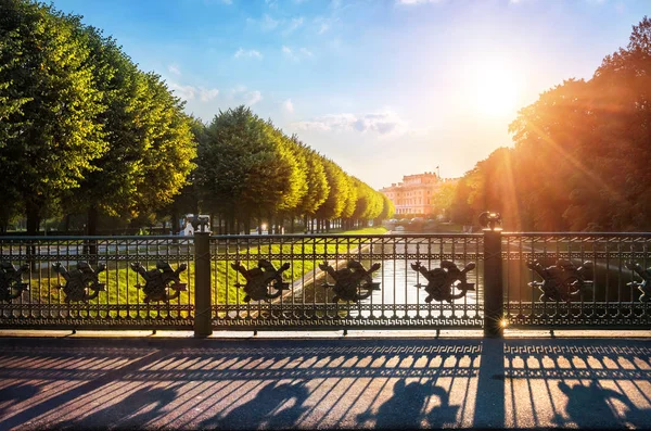 Valla Del Puente Del Jardín Sobre Río Moika San Petersburgo — Foto de Stock