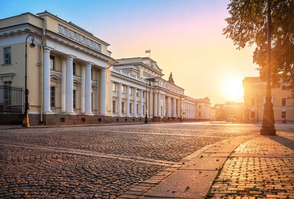 Russian Museum Ethnography Rays Autumn Dawn Sun Pavement — Stock Photo, Image