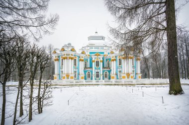 Pavilion Hermitage Tsarskoye Selo bir karlı kış gününde