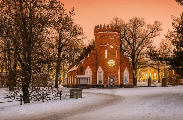 Admiralita Pavilon Noční Osvětlení Carskoje Selo Zasněžené Zimní Večer — Stock fotografie