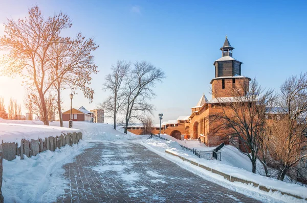 Wieża zegarowa w Niżnym Nowogrodzie Kreml — Zdjęcie stockowe