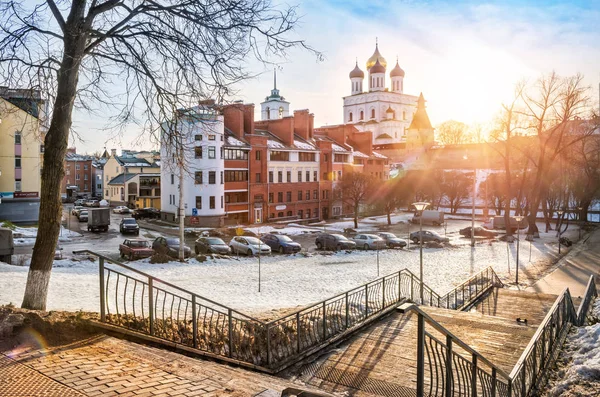 Pohled na domy na zlatém nábřeží — Stock fotografie