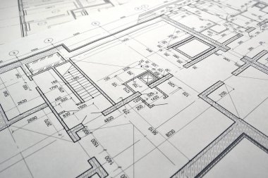 Photo of the drawing plan of the projected building clipart