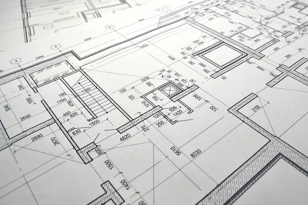 Photo Drawing Plan Projected Building — Stock Photo, Image