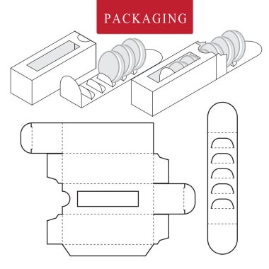 Fırın için paket. Box.Package Şablonunun Vektör Çizimi. 