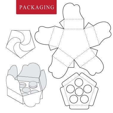Fırın için paket. Box.Package Şablonunun Vektör Çizimi. 