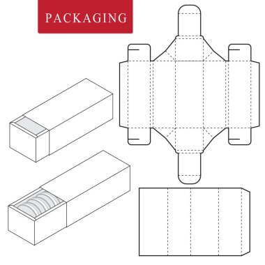 Fırın için paket. Box.Package Şablonunun Vektör Çizimi. 