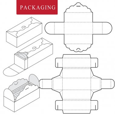 Fırın için paket. Box.Package Şablonunun Vektör Çizimi. 