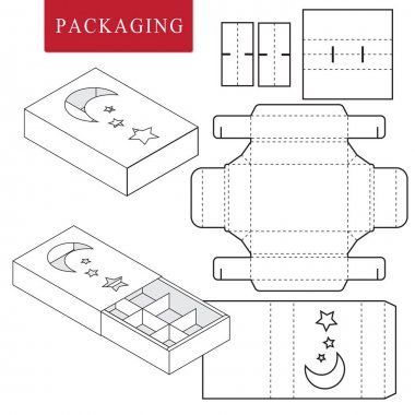 Fırın için paket. Box.Package Şablonunun Vektör Çizimi. 