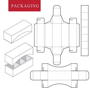Fırın için paket. Box.Package Şablonunun Vektör Çizimi. 