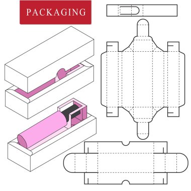 Ambalaj Tasarımı.Vektör Çizimi Kutu.Paket Şablonu. Is