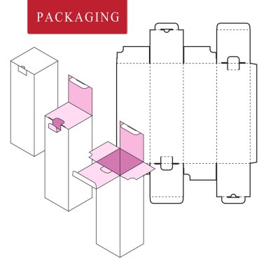Box.Package Şablonun Vektör İllüstrasyonu. İzole Beyaz Reta