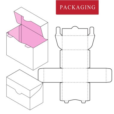 Box.Package Şablonun Vektör İllüstrasyonu. İzole Beyaz Reta