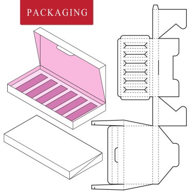 Box.Package Şablonun Vektör İllüstrasyonu. İzole Beyaz Reta