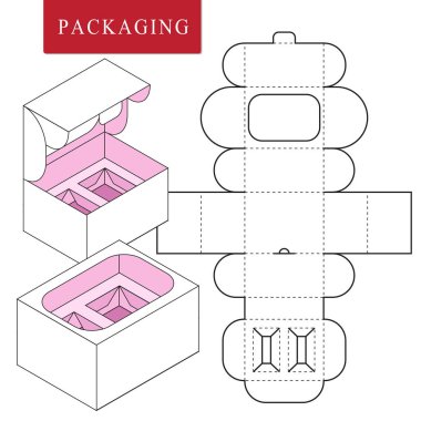 Box.Package Şablonun Vektör İllüstrasyonu. İzole Beyaz Reta