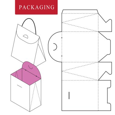 Vektör Çizimi tutamak kutusu. Paket Şablonu. İzole Whi