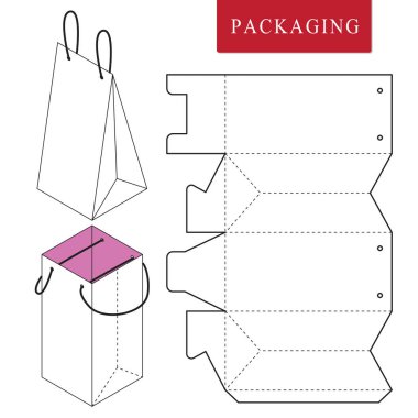 Vektör Çizimi tutamak kutusu. Paket Şablonu. İzole Whi