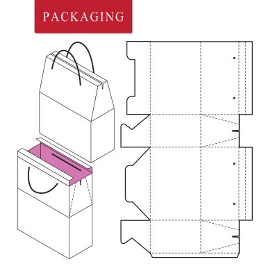 Vektör Çizimi tutamak kutusu. Paket Şablonu. İzole Whi