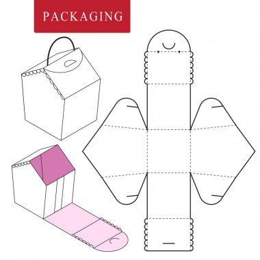 Vektör Çizimi tutamak kutusu. Paket Şablonu. İzole Whi