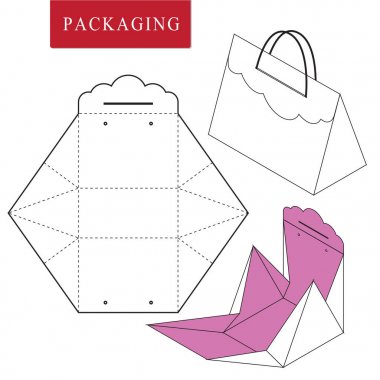Vektör Çizimi tutamak kutusu. Paket Şablonu. İzole Whi