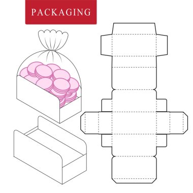 Fırın için paket. Box.Package Şablonunun Vektör Çizimi.