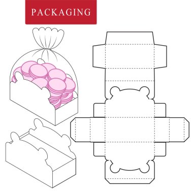 Fırın için paket. Box.Package Şablonunun Vektör Çizimi.