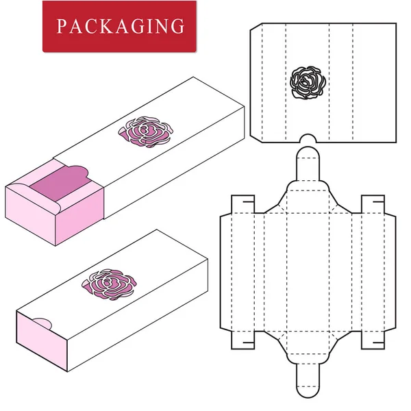 Ilustração vetorial do modelo Box.Package. Reta branca isolada — Vetor de Stock