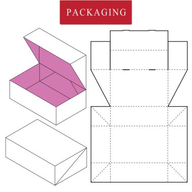 Box.Package Şablonun Vektör İllüstrasyonu. İzole Beyaz Reta
