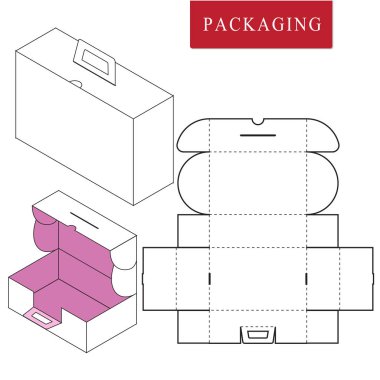 Box.Package Şablonun Vektör İllüstrasyonu. İzole Beyaz Reta