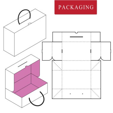 Box.Package Şablonun Vektör İllüstrasyonu. İzole Beyaz Reta
