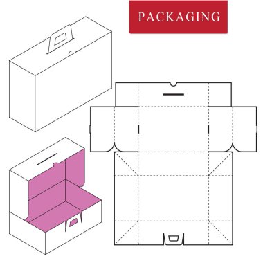 Box.Package Şablonun Vektör İllüstrasyonu. İzole Beyaz Reta