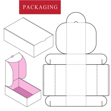 Box.Package Şablonun Vektör İllüstrasyonu. İzole Beyaz Reta
