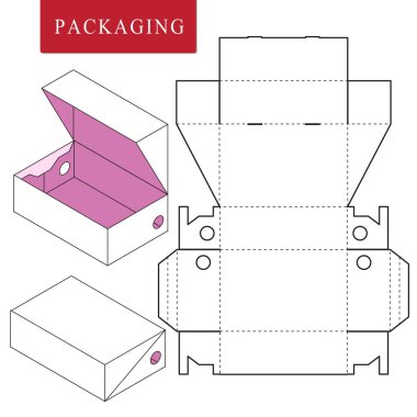 Box.Package Şablonun Vektör İllüstrasyonu. İzole Beyaz Reta