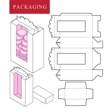 Fırın için paket. Box.Package Şablonunun Vektör Çizimi. 