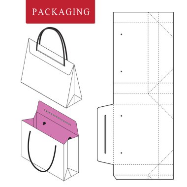 Çanta ambalaj şablonu giymek için. Packag Vektör İllüstrasyon