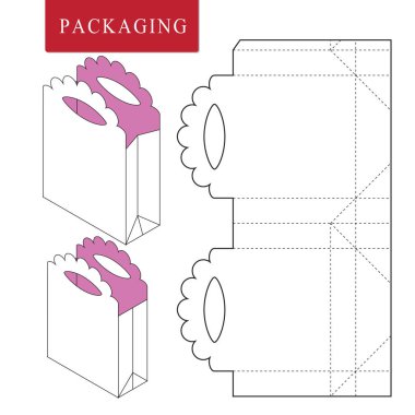 Çanta ambalaj şablonu giymek için. Packag Vektör İllüstrasyon