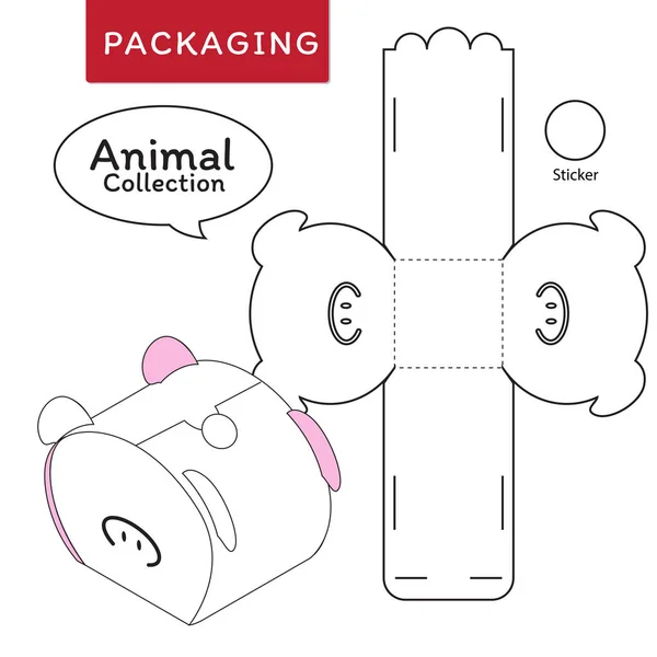Animal Collection Vector Illustration der box.package Vorlage. i — Stockvektor