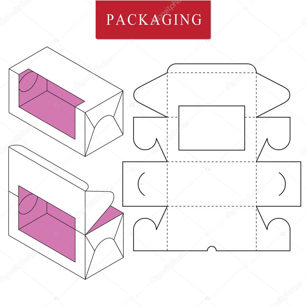 Vector Illustration of Box.Package Template. Isolated White Reta