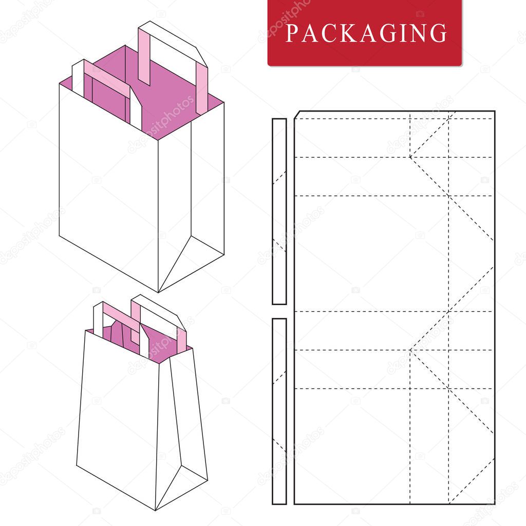 Bag packaging template for wearing.Vector Illustration of packag
