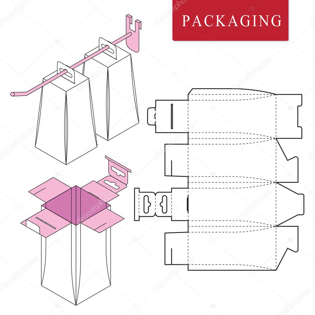 Packaging for hang with hook.Vector Illustration of packaging.Is