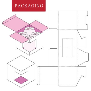 Şişe için ambalaj. Box.Package Tem Vektör İllüstrasyon