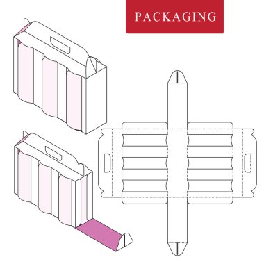 Şişe için ambalaj. Box.Package Tem Vektör İllüstrasyon