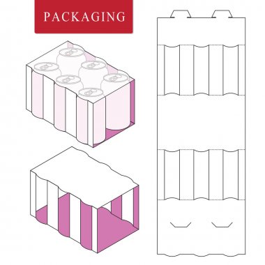 Şişe için ambalaj. Box.Package Tem Vektör İllüstrasyon