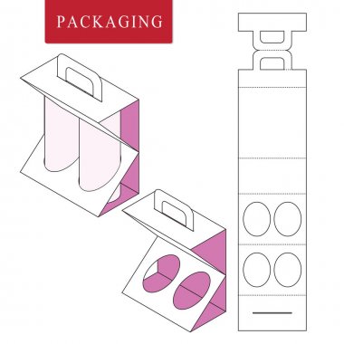 Şişe için ambalaj. Box.Package Tem Vektör İllüstrasyon