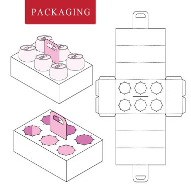 Şişe için ambalaj. Box.Package Tem Vektör İllüstrasyon