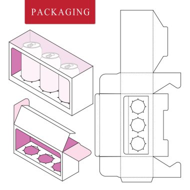 Şişe için ambalaj. Box.Package Tem Vektör İllüstrasyon