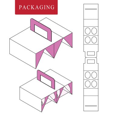 Şişe için ambalaj. Box.Package Tem Vektör İllüstrasyon
