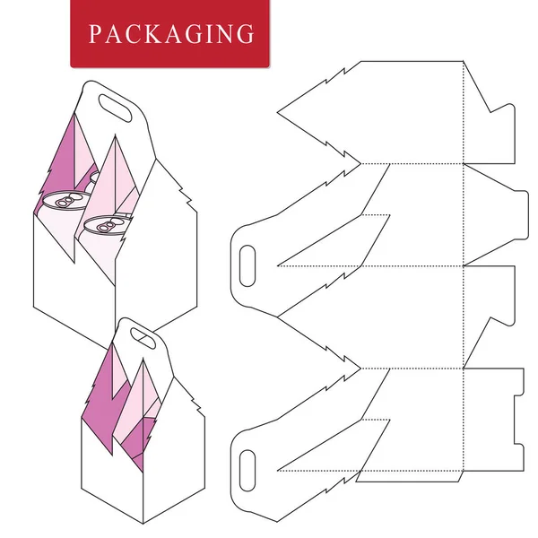 Embalagem para pode bottle.Vector Ilustração de Box.Package Tem — Vetor de Stock