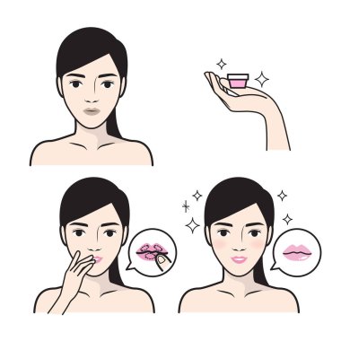 Adımlar nasıl yüz bakımı için. Vektör çizimi.