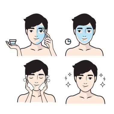 Adımlar nasıl yüz bakımı için. Vektör çizimi.